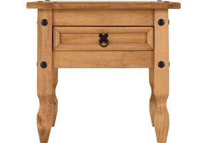 Seconique Corona Distressed Waxed Pine 1 Drawer Lamp Table (5744805019814)