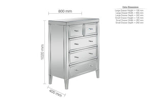 Birlea Valencia Mirrored 3 Over 2 Drawer, 3 Drawer, 5 Drawer and 6 Drawer Chest (5600409419942)