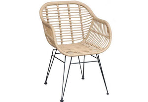 LPD Furniture Hadley Carver Woven Rattan & Black Metal Dining Chair (6074369015982)