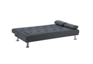 Birlea Logan Grey Polyester Buttoned Back 3 Seater Upholstered Fabric Sofa Bed (5596117794982)