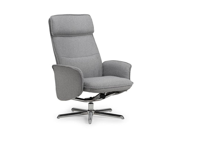 Julian Bowen Aria Grey Linen Recliner & Stool with Chrome Base