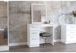 Birlea Lynx Black Grey Walnut & Black White White & Grey 3 Drawer Dressing Table (5600673530022)