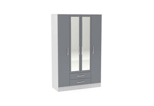 OSD Lynx High Gloss White and Grey Wardrobe (7582013030574)