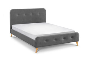 Julian Bowen Astrid Mid Grey Linen Fabric Upholstered Bed 4FT6 Double 5FT King (5641437380774)