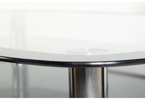 Seconique Harlequin Clear Glass Table and 4 Black Faux Leather Chairs Dining Set (5718951002278)