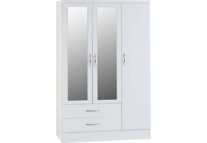 Seconique Nevada Grey, Oyster, Sonoma Oak & White 3 Door 2 Drw Mirrored Wardrobe (6541900710062)