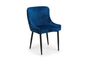 Julian Bowen Luxe Blue and Grey with Black Legs Dining Chair (5634010677414)
