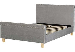 Seconique Shelby Grey Crushed Velvet High Foot End Sleigh Bed 4FT6 Double (5759396708518)
