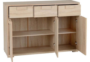 Seconique Cambourne Light Sonoma Solid Oak 3 Door 3 Drawer Sideboard (5739076321446)