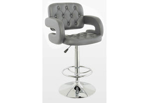 Heartlands Utah PU Chrome and Black & Grey Bar Stool (7484353314990)
