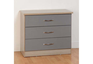 Seconique Nevada Grey, Oyster, Sonoma Oak and White 3 Drawer Chest (5774986772646)
