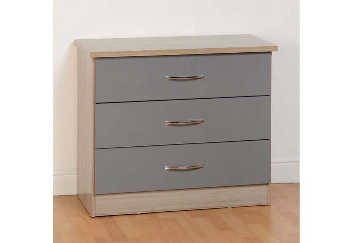 Seconique Nevada Grey, Oyster, Sonoma Oak and White 3 Drawer Chest