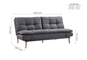 Birlea Squish Grey Polyester 3 Seater Upholstered Fabric Sofa Bed (5596117958822)