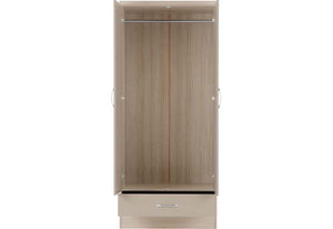 Seconique Nevada Grey, Oyster, Sonoma Oak and White 2 Door 1 Drawer Wardrobe (5762520842406)