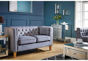 Birlea Florence Grey Velvet Medium Upholstered Sofa & Snuggle Upholstered Chair (5600600555686)