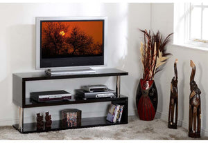 Seconique Charisma Black, Grey, White and Light Sonoma Oak with Chrome TV Stand (5768984985766)