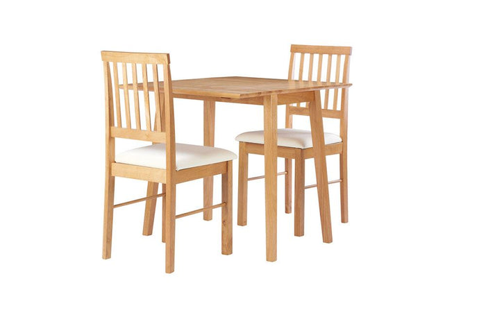 Birlea Drop Leaf Oak Rubberwood Dining Table with 2 Dining Chairs