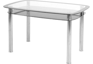 Seconique Harlequin Clear Glass Table and 4 Black Faux Leather Chairs Dining Set (5718951002278)