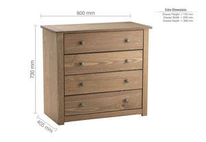 Birlea Santiago Solid Pine 2 Over 2 Chest,4 Drawer, 5 Drawer and 6 Drawer Chets (5600476463270)