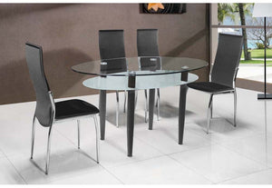 Seconique Berkley Clear Glass Table with White Faux Leather Dining Set (5718918561958)