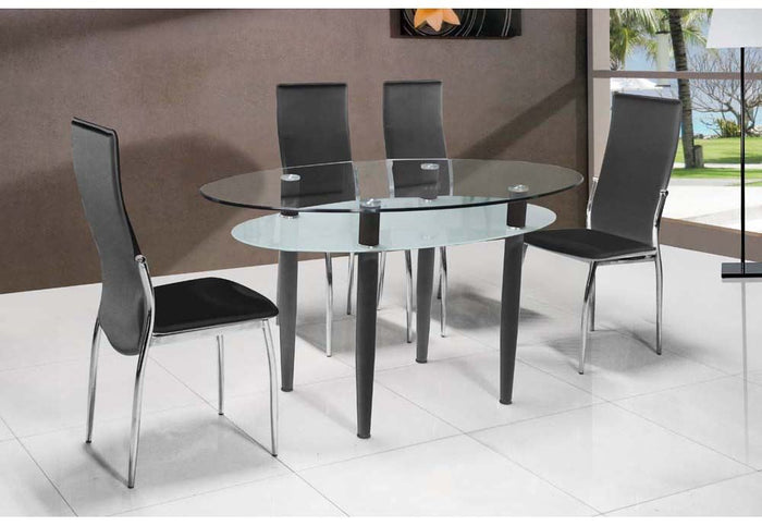 Seconique Berkley Clear Glass Table with White Faux Leather Dining Set
