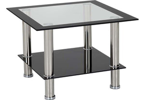 Seconique Harlequin Clear Glass/Black Border/Black Glass/Silver Lamp Table (5745080893606)