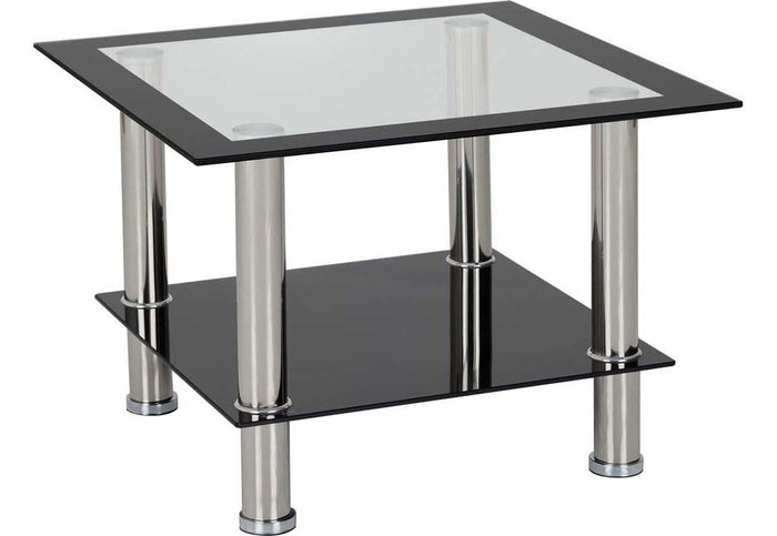 Seconique Harlequin Clear Glass/Black Border/Black Glass/Silver Lamp Table