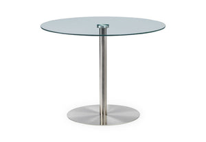 Julian Bowen Milan Round Glass Brushed Steel Pedestal Table (5801673687206)
