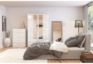 Lynx White Gloss Bedroom Furniture Wardrobe Chest Bedside by Birlea (6772085719214)