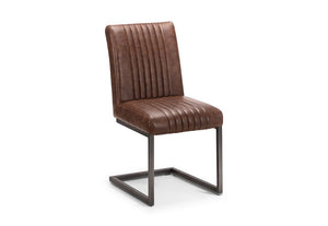 Julian Bowen Brooklyn Brown Faux Leather Cantilever Dining Chair (5633490944166)