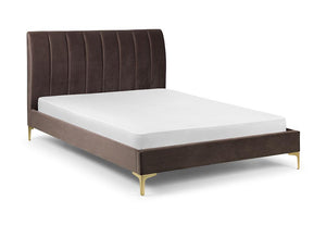 Julian Bowen Deco Grey Velvet Fabric Upholstered Bed 4FT6 Double 5FT King Size (5641578971302)