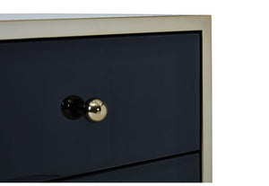 Birlea Fenwick Black Glass 2 Drawer Bedside Table/ Nightstand/ Bedside Cabinet (5595950022822)