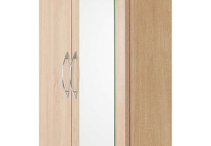 Seconique Nevada Grey, Oyster, Sonoma Oak & White 2 Door 1 Drw Mirrored Wardrobe (6541907427502)