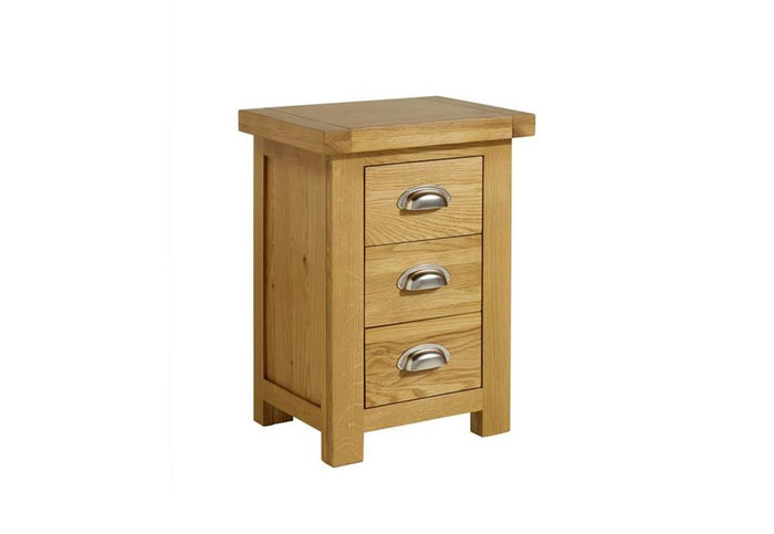 Birlea Woburn 3 Drw Bedside Table/ Nightstand/ Bedside Cabinet Oak/Oak Veneers