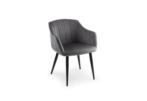 Julian Bowen Hobart Scalloped Grey Velvet Dining Chair (7582875058350)