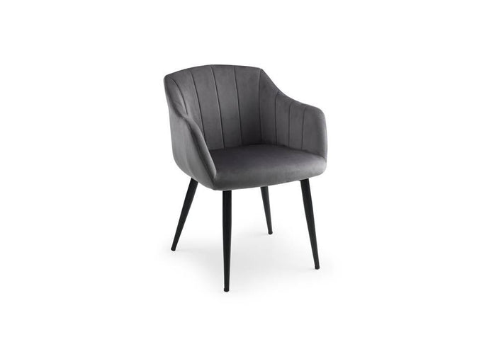 Julian Bowen Hobart Scalloped Grey Velvet Dining Chair