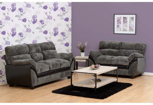 Seconique Capri Black, Charcoal and Grey Faux Leather 3 Seater & 2 Seater (5741454688422)