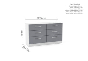 Birlea Lynx High Gloss 4 Drawer Chest, 5 Drawer Chest and 6 Drawer Chest (5600455819430)