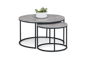 Julian Bowen Staten Concrete Effect with Powder Coated Steel Round Coffee Table (5644626657446)