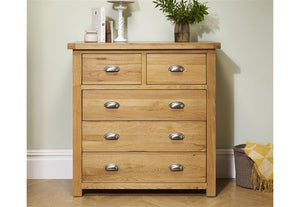 Birlea Woburn Oak/Oak Veneers 3 Over 2 Drawer,4 Drawer and 4 Over 3 Drawer Chest (5785513590950)