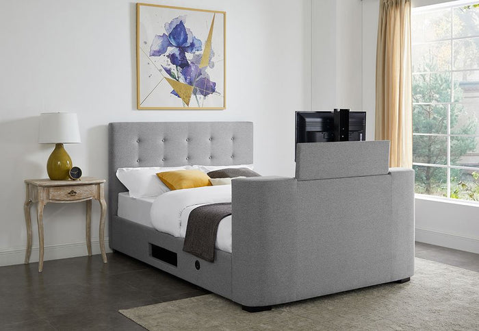 LPD Furniture Mayfair Grey Fabric TV Bed 4F6 Double 5FT King Size