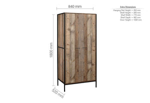 Birlea Urban Rustic Oak Effect 2 Door Wardrobe and 4 Door Wardrobe (5600555860134)