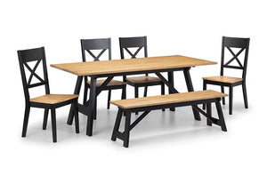 Julian Bowen Hockley Black and Oak Rectangular Bench (5805885587622)