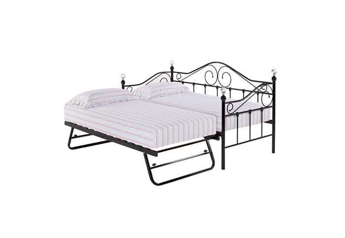 LPD Furniture Florence Black & White Metal Day Bed w/ 3FT Cool Touch Mattress