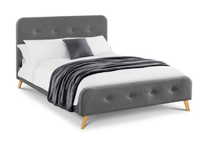 Julian Bowen Astrid Mid Grey Linen Fabric Upholstered Bed 4FT6 Double 5FT King (5641437380774)