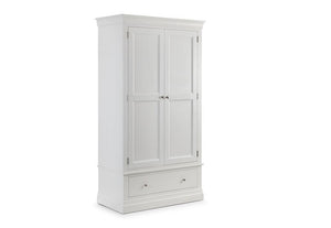 Julian Bowen Clermont White Soild Pine 2 Door 1 Drawer Combination Wardrobe (5801659498662)