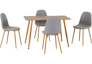 Seconique Barley Oak Effect Rectangular Table with 4 Grey Fabric Chairs Set (5709293060262)