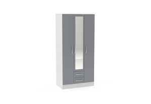 OSD Lynx High Gloss White and Grey Wardrobe (7582013030574)