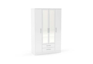 Lynx White Gloss Bedroom Furniture Wardrobe Chest Bedside by Birlea (6772085719214)