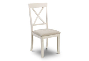Julian Bowen Davenport Solid Wood Ivory Faux Suede Dining Chair (5635491856550)